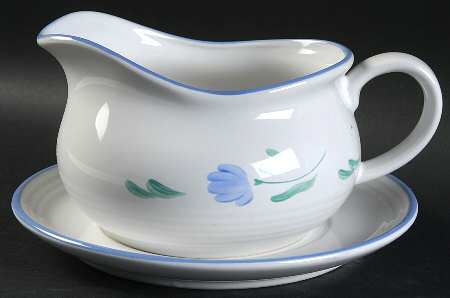 Petals Blue Gravy Boat & Underplate