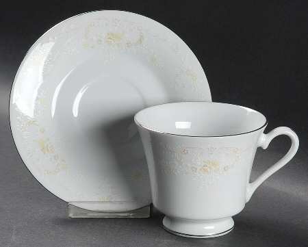 Promise (Platinum Trim) Footed Cup & Saucer Set