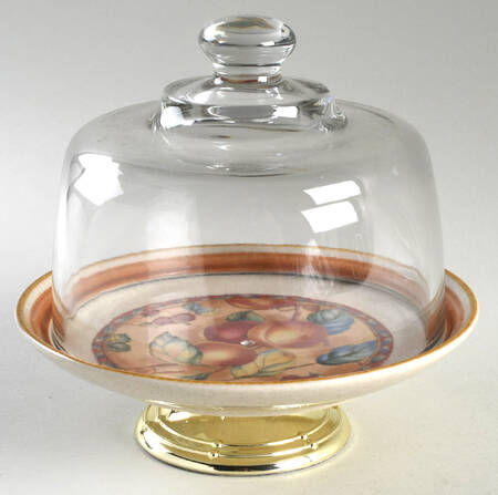 Sugar 'N Spice 6 1/2"-7 1/2" Footed Cheese Plate w/ Glass Dome HC