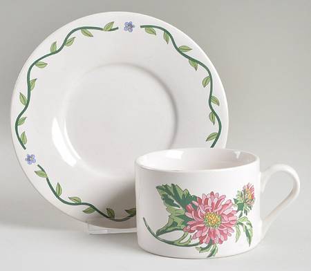 Terrace Blossoms Flat Cup & Saucer Set
