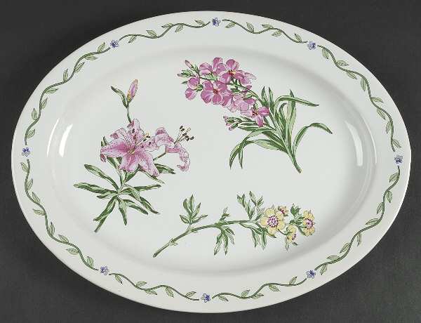 Terrace Blossoms 14" Oval Serving Platter