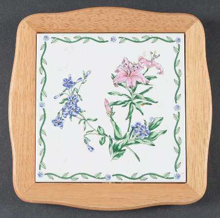 Terrace Blossoms Wood Frame Trivet