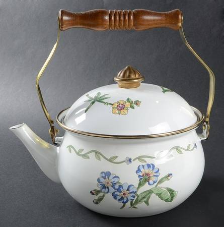 Terrace Blossoms Metal Kettle & Lid