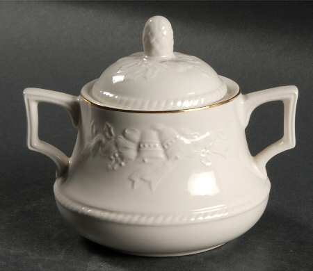 White Christmas Sugar Bowl & Lid
