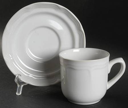 White Ice Flat Cup & Saucer Set by International