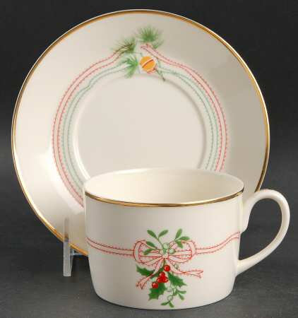 Yuletide Seasons Flat Cup & Saucer Set