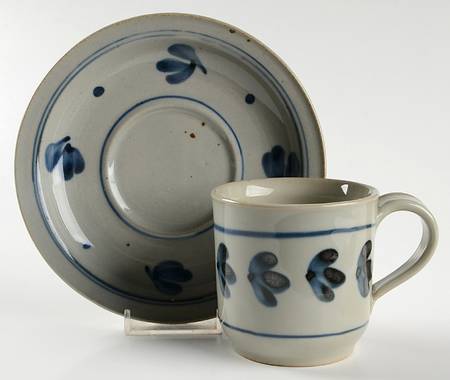 Martha's Flowers Flat Cup & Saucer Set