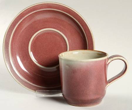 Plum Red Flat Cup & Saucer Set