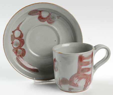 Solid Cherry Flat Cup & Saucer Set
