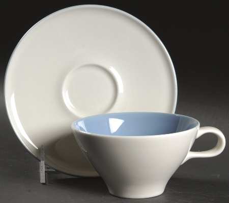 Accent Blue (Bristol Blue) Flat Cup & Saucer Set