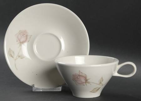 Beige Rose (Coupe) Flat Cup & Saucer Set