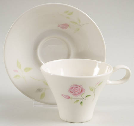 Beige Rose (Coupe) Flat Cup & Saucer Set