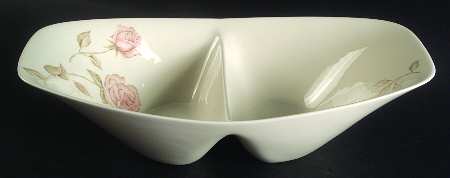 Beige Rose (Coupe) 12" Oval Divided Vegetable Bowl