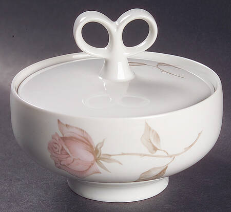 Beige Rose (Rim) Sugar Bowl & Lid