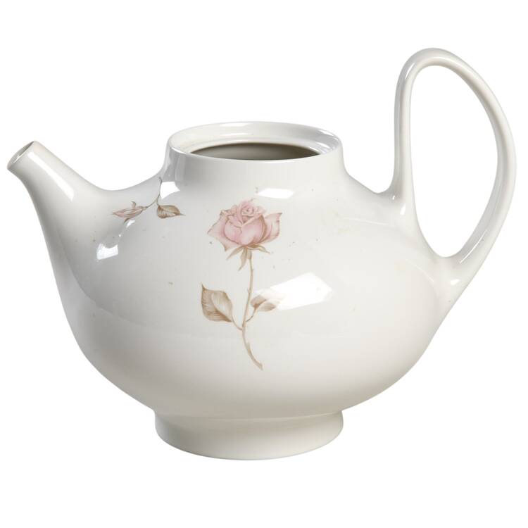 Beige Rose (Rim) Teapot No Lid