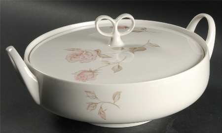Beige Rose (Rim) Round Covered Vegetable