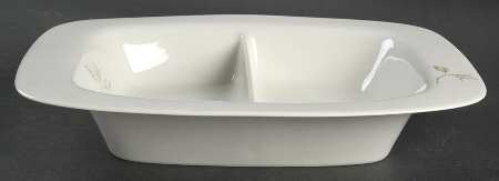 Beige Rose (Rim) 11" Oval Divided Vegetable Bowl