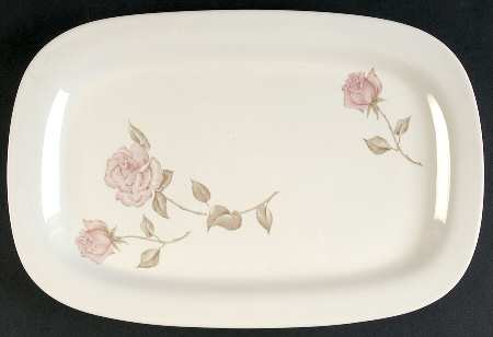 Beige Rose (Rim) 12" Oval Serving Platter