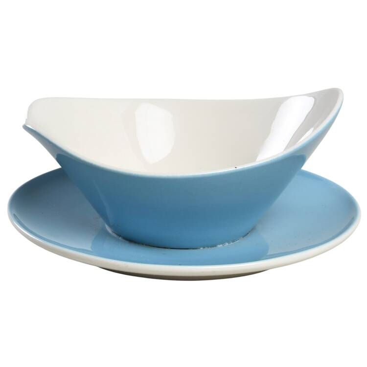 Blue Diamonds Gravy Boat with Attached Underplate