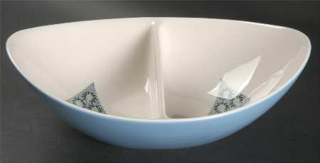 Blue Diamonds 11" Oval Divided Vegetable Bowl