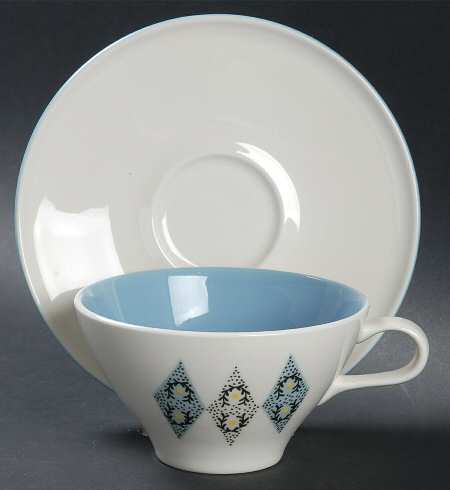 Blue Diamonds Flat Cup & Saucer Set