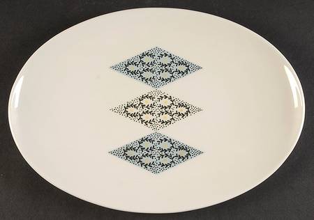 Blue Diamonds 12" Oval Serving Platter