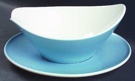 Blue Vineyard Gravy Boat with Attached Underplate