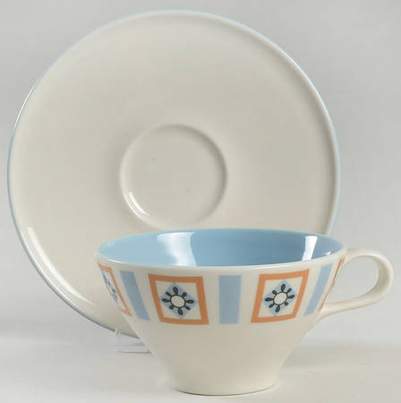 Bombay Blue Flat Cup & Saucer Set