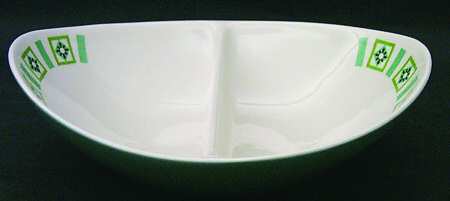 Bombay Green 11" Oval Divided Vegetable Bowl