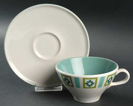 Bombay Green Flat Cup & Saucer Set