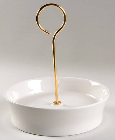 Bridal White Ceramic Condiment Stand with Metal Center Handle