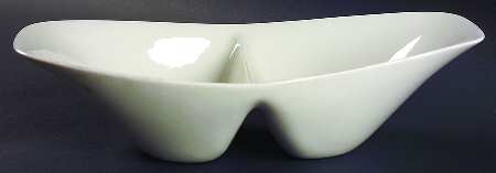 Bridal White 12" Oval Divided Vegetable Bowl