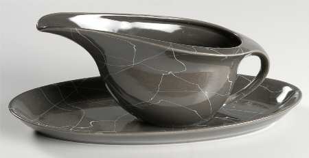 Carrara Modern Gray Gravy Boat & Underplate