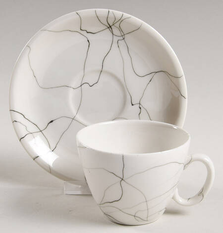 Carrara Modern White Flat Cup & Saucer Set
