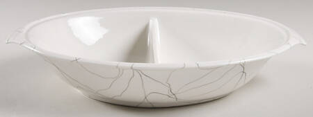 Carrara Modern White Oval Covered Divided Vegetable No Lid