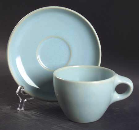 Casual Blue Flat Cup & Saucer Set