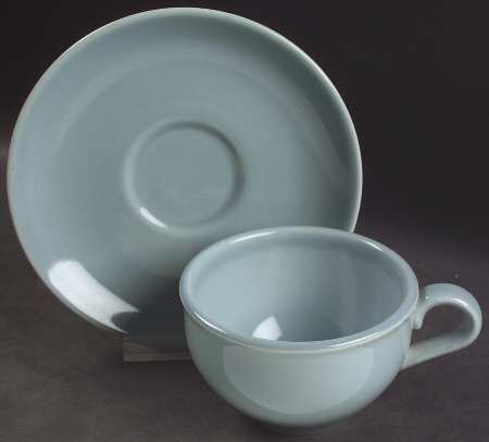 Casual Blue Flat Cup & Saucer Set