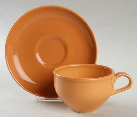 Casual Cantaloupe Flat Cup & Saucer Set