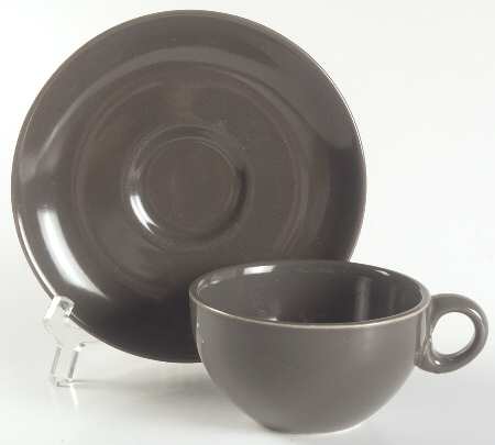Casual Charcoal Flat Cup & Saucer Set