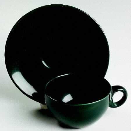 Casual Dark Green Flat Cup & Saucer Set