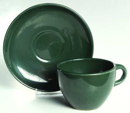 Casual Dark Green Flat Cup & Saucer Set
