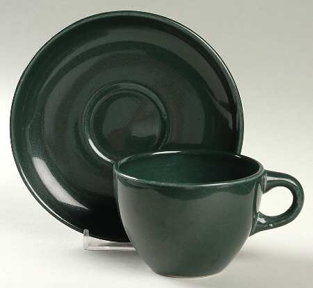 Casual Dark Green Flat Cup & Saucer Set