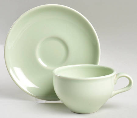 Casual Lettuce Green Flat Cup & Saucer Set