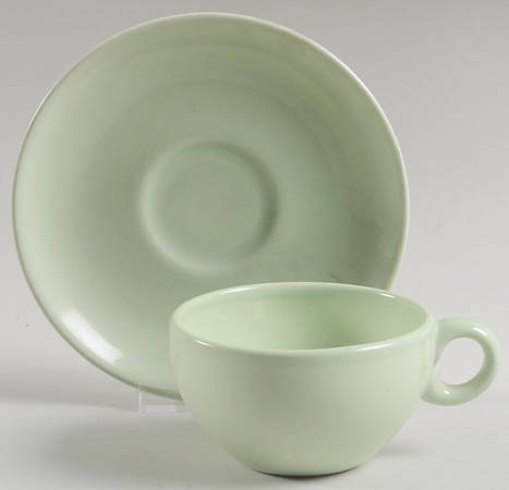 Casual Lettuce Green Flat Cup & Saucer Set
