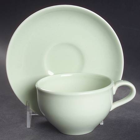 Casual Lettuce Green Flat Cup & Saucer Set
