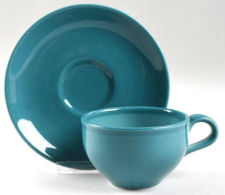 Casual Turquoise Flat Cup & Saucer Set