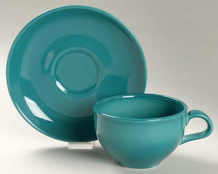 Casual Turquoise Flat Cup & Saucer Set