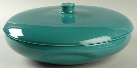 Casual Turquoise Divided Round Covered Vegetable Bowl (RDV*/Knob Li