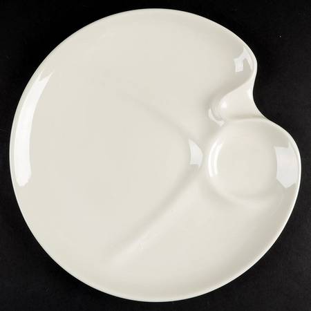 Casual White Party Plate w/Cup Indent