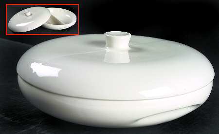Casual White Divided Round Covered Vegetable Bowl (RDV*/Knob Li